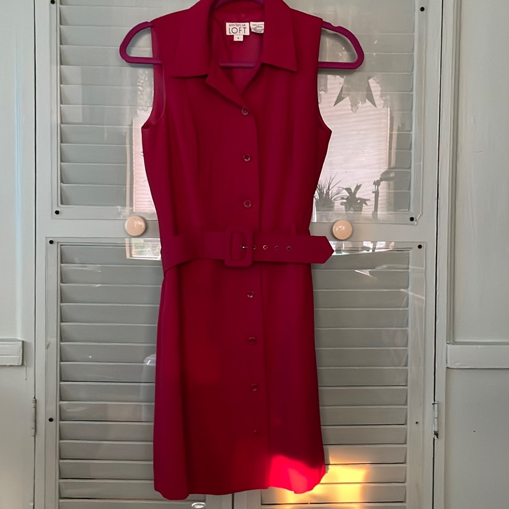 Vintage Ann Taylor Loft red trench style dress size 6